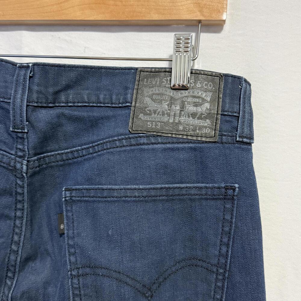 Levi’s 513 Slim Straight Jeans Mens 32x30 Dark Wash Stretch Denim - Picture 4 of 5